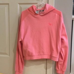 Pink velour cropped sweatshirt
